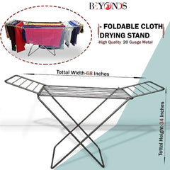 Foldable Clothes Drying Rack Silver 68"